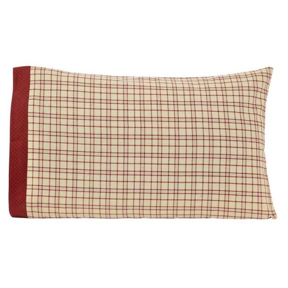 VHC BRANDS OAK & ASHER Creme & Maroon Plaid Pillowcase Set of 2 NEW NIP - Picture 1 of 5